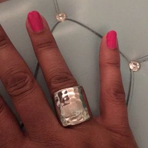 Hammered Style Silver Dinner Ring